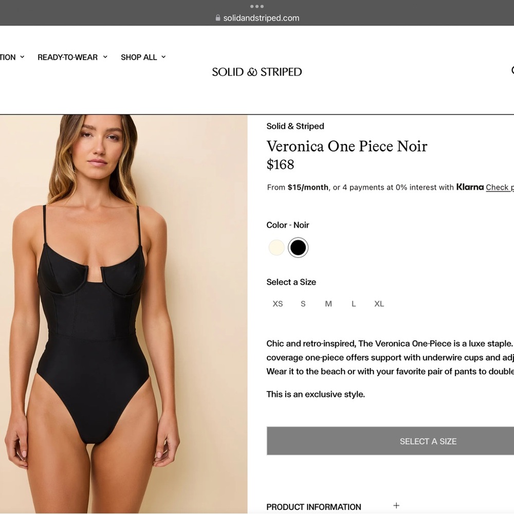 SOLID & STRIPED Noir One Piece Swimsuit